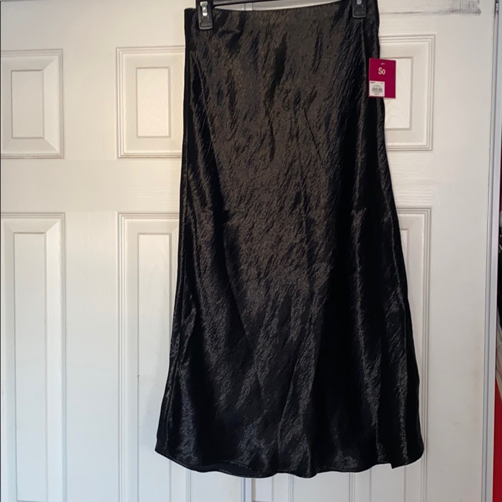 Long silk black skirt